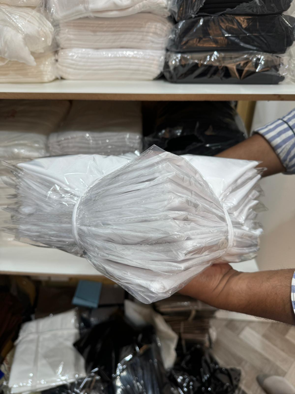 حجاب قطن دبل سترج مع جفسه (ابيض) (١٢ حبه)