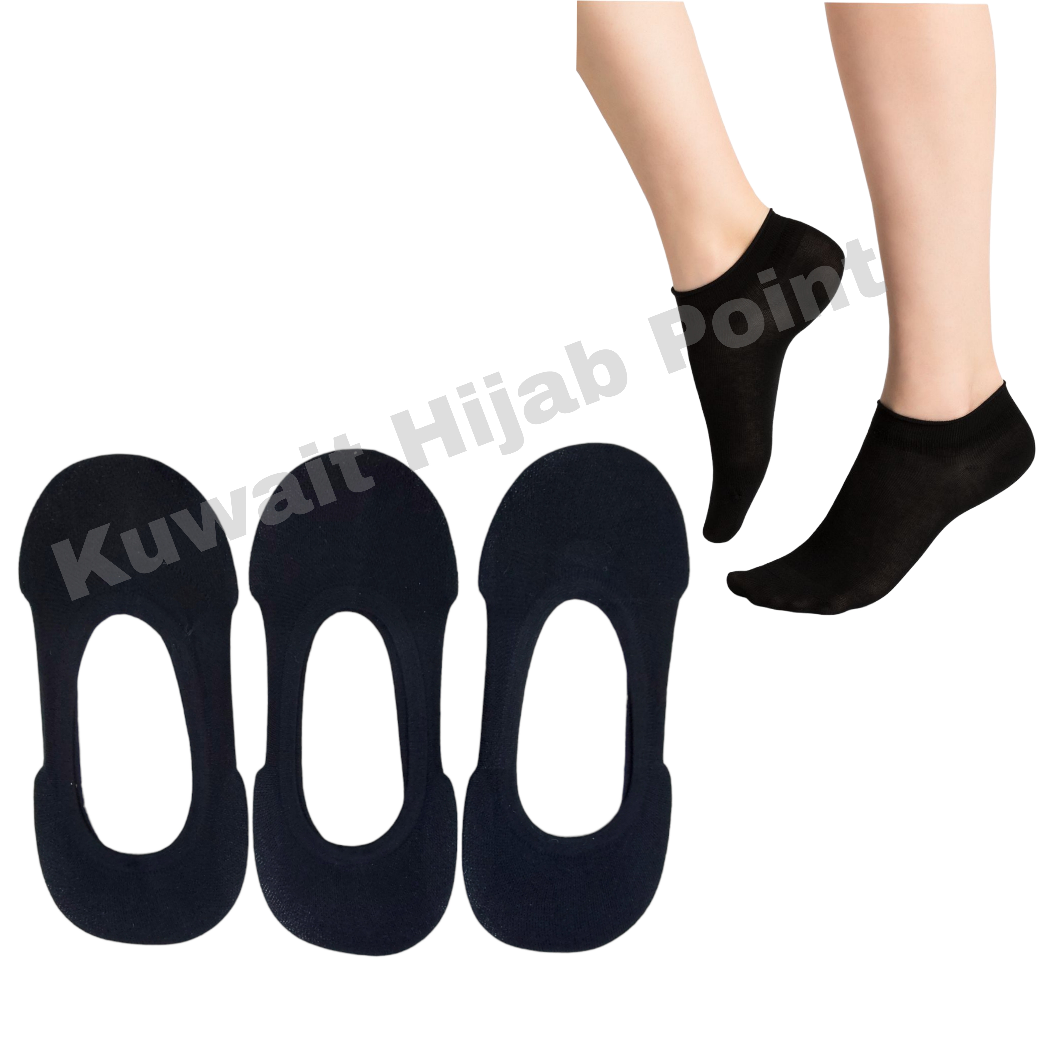 Low cut socks thick (Black)(3 pairs)