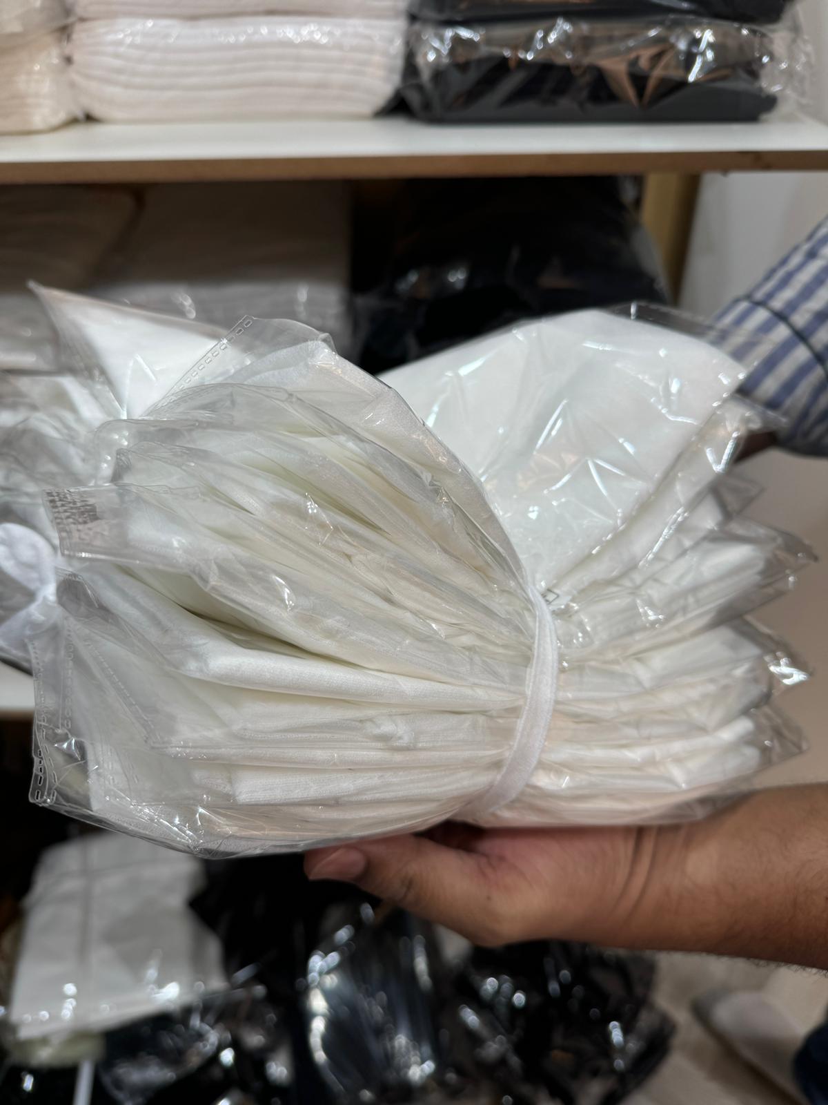 حجاب قطن دبل سترج مع جفسه (اوف وايت) (١٢ حبه)