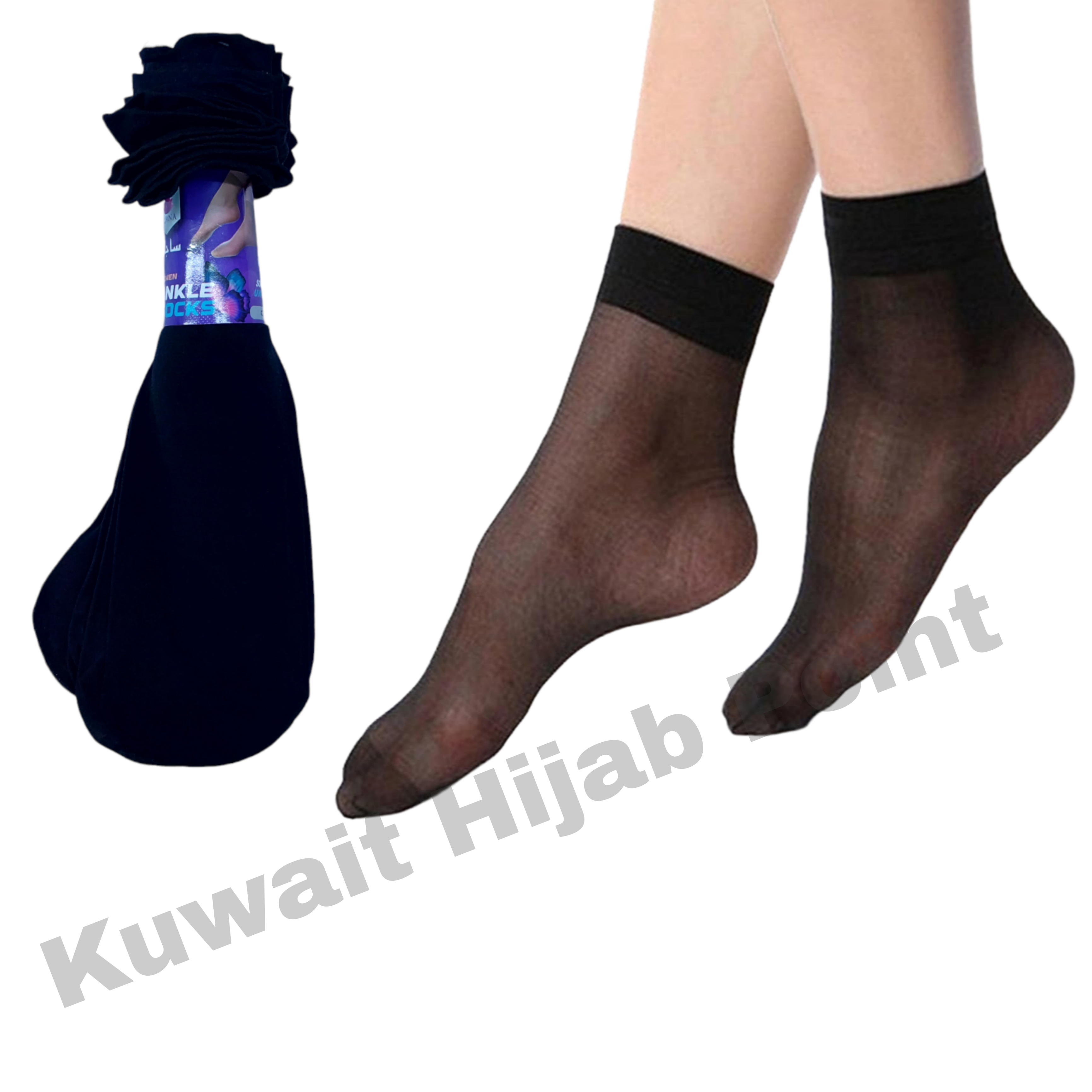 جوارب شفاف اسود (١٠ جوز)