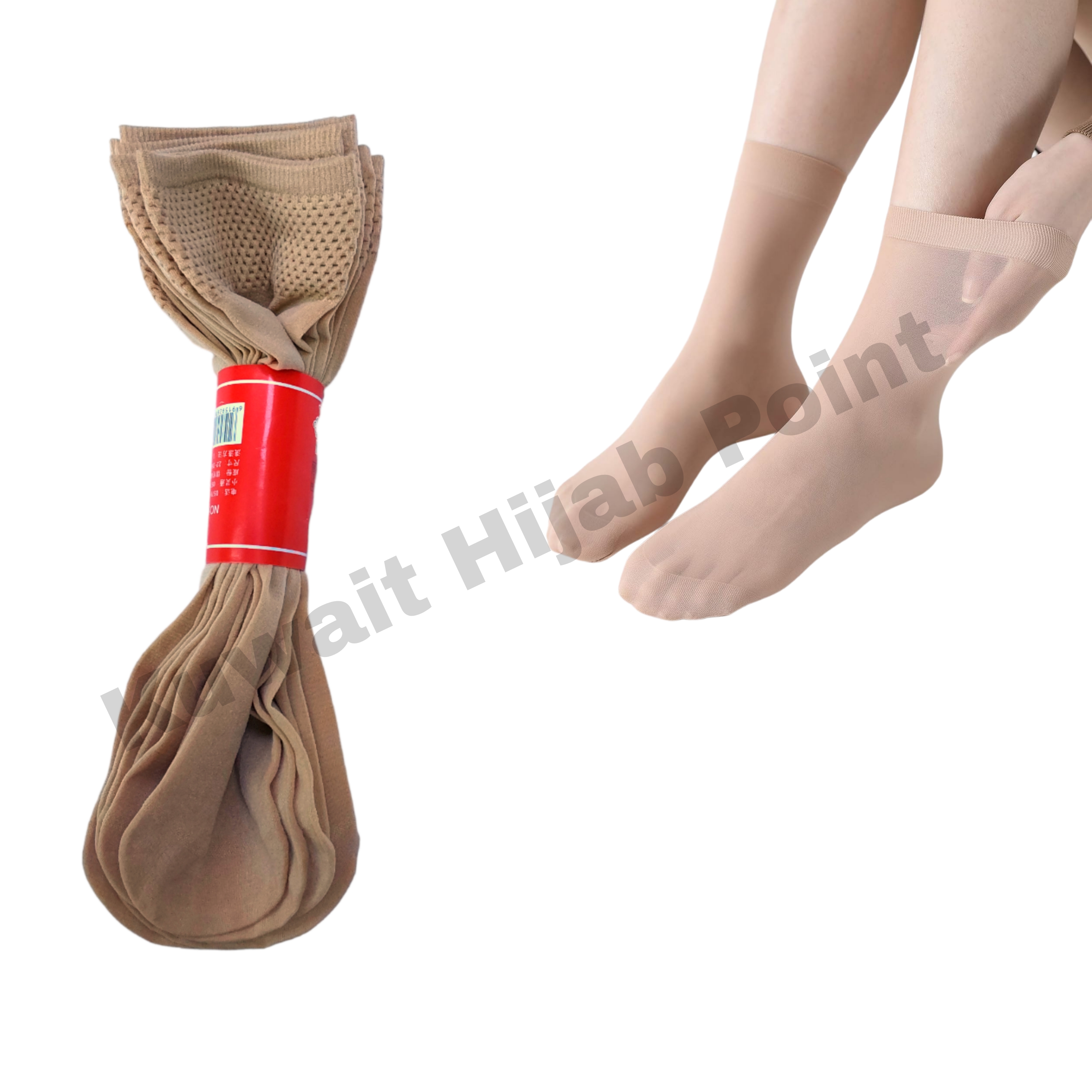 جوارب شفاف بيج (١٠ جوز)